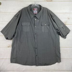 Beyond The Limit Men’s Button Up Shirt Gray 5XL Short Sleeve Pocket 90s Y2K